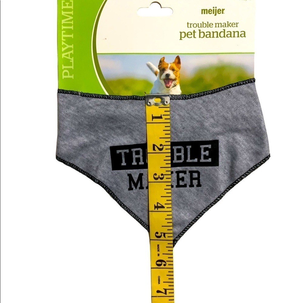 Dog Bandanna TROUBLE MAKER  Adjustable Tie On Gray Black XS/S - Picture 5 of 6